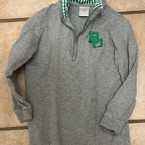 Baylor university gray Quarter-Zip Pullover with Green Logo